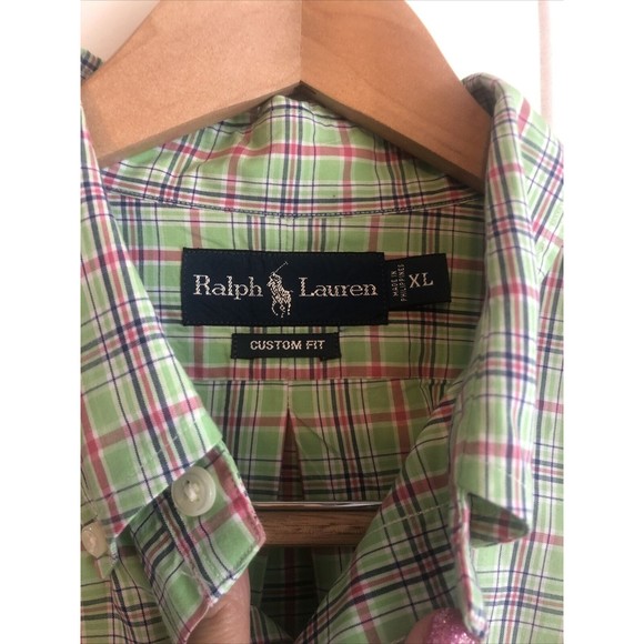 Ralph Lauren Shirt Mens Extra Large Green Pink Blue Plaid Button Down‎ Casual - Picture 3 of 6